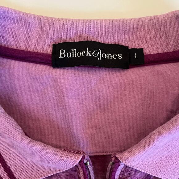 Bullock & Jones Quarter Zip Polo Mens Large Knit Cotton Stretch Purple Short Sle - Picture 4 of 11